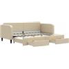 vidaXL Lettino allungabile con cassetti crema 80x200 cm in tessuto