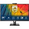 Philips 24B1U5301H-00 Serie 5000 Monitor PC 23.8'' IPS Full HD 1920x1080 USB-C 90W Webcam 5MP Hub USB 3.2 HDMI DisplayPort colore Nero