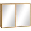 kleankin Specchiera da Bagno in Bambù e Vetro con 3 Ripiani, 2 Ante e Montaggio a Muro, 65.2x14x50 cm, color Legno