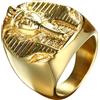 NIYANGLE Faraone Comodo da Indossare in Acciaio Inossidabile Dorato Anello Uomo Design Antico Egiziano Stile Retrò Semplice e Affascinante per Cosplay e Club