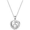 HUIPOJUE Collana con Pendente a Cuore in oro Bianco Placcato con Zirconi per Donna Collana Regolabile in aArgento Regalo d'amore per la Mamma, la Moglie (40+5 cm)