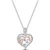 HUIPOJUE Collana con Pendente a Cuore in oro Bianco Placcato con Zirconi per Donna Collana Regolabile in aArgento Regalo d'amore per la Mamma, la Moglie (40+5 cm)