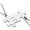 PiercingJ Personalized Incisione 2 pezzi in acciaio inox 25 x 17 mm Puzzle Ciondolo Collana dell'amicizia ciondolo partner con catena 24 per uomo e donna, colore: Non incisa., cod. PiercingJ-0009