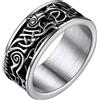 FaithHeart Anello in acciaio inox con testa di lupo peronizzato con anello da dito Rune retrò Viking Wolf con nodo celtico vichingo anello per uomo e uomo, 66.5, Metallo, Nessuna pietra preziosa