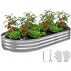 VEVOR Letto Rialzato per Ortaggi da Giardino in Metallo 240x120x30 cm Forma Ovale, Letto da Giardino per Orto Rialzato Coltivazione Fiori Verdure Frutte Fondo Aperto Telaio in Alluminio Zincato
