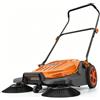VEVOR Spazzatrice Manuale a Spinta da Giardino, Pulitore Esterno non Elettrico, con Larghezza Pulizia 650 mm, Contenitore per Rifiuti e Manico Pieghevole Regolabile, Colore Arancione, per Vialetti