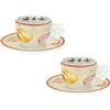 Thun Tazzine da caffè con piattini decorazione coccinella, 2 tazzine con piatti