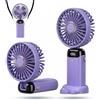 HomlyPro Ventilatore portatile ricaricabile da 5000 mAh, mini ventilatore da scrivania USB con display a LED, 5 velocità, regolabile a 90°, pieghevole, per casa, ufficio, esterni, viaggi (viola)