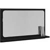 vidaXL Mensola Specchio con Lo scaffale Rovere Nero 60 x 10,5 x 37 cm, Cabinet Specchio Moderno, Storage da Parete Rettangolare, Organizzatore Salvaspazio per Bagno, Decorazione Robusta