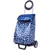 Vileda Gimi Easy Carrello Portaspesa, Sacca in TNT, con Portaombrelli, Portata 30 kg, Acciaio/Resina, 39 x 39 x 102 cm, Blu, capacità 50 L