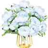 astylishome Fiori artificiali blu finto bouquet di peonia decorazione plastica realistica composizioni floreali per la decorazione di nozze centrotavola per casa ufficio decorazione festa 0807