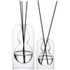 GalDal Bottiglie vuote per diffusore di profumo in vetro, per oli essenziali, con 16 bastoncini neri, decorazione minimalista, set da 2 pezzi.