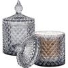 rejomiik 2 Pack Qtip Holder Thick Glass Apothecary Jars with Lid for Bathroom Decor, Cotton Ball Storage Organizer for Cotton Swab, Cotton Rounds, Jewelry, Candy, Grey