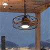 KZT Ventilatore da soffitto con illuminazione e telecomando, IP65, impermeabile, per esterni, silenzioso, dimmerabile, ventilatore retrò, con luce per soggiorno, camera da letto, sala da pranzo