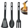 shjxi Set di utensili da cucina con spatola, forchetta e cucchiaio, resistenti al calore, antiaderenti, grandi utensili in nylon scanalati e solidi per cucina, campeggio e viaggi