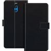 ESACMOT Custodia folio in similpelle per Meizu M6 Note - Nero | 5.5 Custodia portafoglio flip con portacarte, supporto e chiusura magnetica, stile dalla texture raffinata