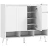 HOMCOM Scarpiera dal design senza maniglie, con 4 ante, 4 ripiani regolabili e gambe in legno, Bianco | Aosom Italy