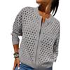 Whimsyard Giacca da donna lavorata a maglia con cerniera e ritagli, Cardigan maglione all'uncinetto da donna con cerniera, Top da donna traforato lavorato a maglia, Top all'uncinetto abbigliamento
