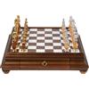 Italfama Italiano Ottone Oro Argento Scacchi Set Marmo Legno Scheda Con Cassetto