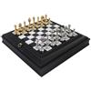 Italfama Set Scacchi In Ottone Con Scacchiera In Legno Marmo 42cm Con Custodia