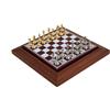 Italfama Set Scacchi In Metallo Dorato Argentato Con Base In Pelle E Cassetto
