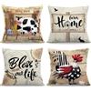 NymphFable Set da 4 Copricuscini con Animali da Fattoria Country, Federe per Cuscini con Pollo e Mucca in Stile Fattoria per Divano e Soggiorno, 45x45 cm