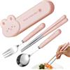 Generic Set di posate da viaggio, in acciaio, resistenti alle cadute, per il pranzo, per campeggio, viaggi, scuola, picnic, aereo, pasti quotidiani