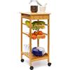 Relaxdays Carrello Cucina James S, in bambù, HBT 80,5 x 37 x 37 cm, Mobile con Rotelle, Ripiani, Cestini, Legno Naturale