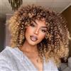 Lizzyhair LIZZY Parrucche afro corte ricce con frangia per donne nere, capelli sintetici africani, senza colla, resistenti al calore, voluminose, ricci (biondo ombra)
