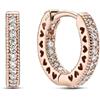 PANDORA Signature Orecchini a cerchio con pavé con cuori placcati in oro rosa 14 carati