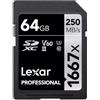 Lexar LESDMI64GB-1667x SDXC UHS-II U3 - Scheda SD 64GB - Class 10, U3, V60