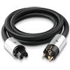 Impeto Cavo di Alimentazione HiFi di fascia alta C15 con spina europea e attacco High-End per dispositivi a freddo, per DVD e audiofili -1.5 mt