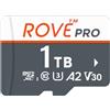 ROVE Scheda di memoria micro SD PRO microSDXC da 1 TB con adattatore SD full-size, velocità di lettura 100 MB/s, C10, U3, V30, 4K, A2 per Dash Cam, smartphone Android, tablet, giochi