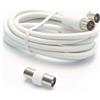 Cavetto TV maschio-femmina con adattatore 10 m bianco