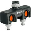Gardena Distributore a 2 vie Gardena per rubinetti da 33.3 mm (G1") e 26,5 mm (G3/4")