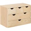 Cassettiera in legno mini 3x2x1 cassetti impiallacciata pino 28x40x20 cm beige