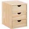Cassettiera in legno mini 3x1 cassetti impiallacciata pino 28x21x20 cm beige