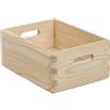 Cassetta in legno di pino massiccio con maniglie 20x15x9 cm beige