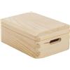 Scatola in legno di pino massiccio con coperchio 20x15x09 cm beige