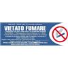 Targhetta adesiva "Vietato fumare" testo legge propilene metallizzato 6 x 18 cm