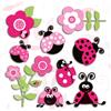 Adesivo decorativo per parete 3D Pink Ladybugs 31x31 cm