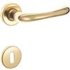 - Maniglia modello sette con rosette e bocchette patent ottone lucido