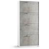 Scarpiera 4 ante singola profondità max 12 paia 147x67x18 cm bianco cemento