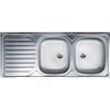 Lavello da appoggio 2 vasche dx 120 cm inox