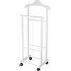 Indossatore doppio in legno bianco con rotelle