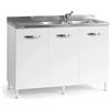 Base cucina sottolavello 3 ante 120 cm bianco frassinato