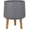 - Vaso per piante in cemento antracite con treppiedi 28x28x34 cm