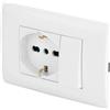 - Placca premontata con presa 10/16 A e deviatore bianco