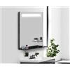 Specchio Led Carol con profilo nero con mensola metallo 100x80 cm