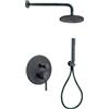 Kit doccia incasso tondo nero opaco con soffione Ø 20 cm
